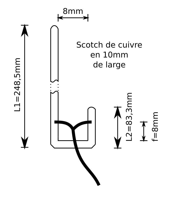 Plan de l'antenne J-pole 868MHz